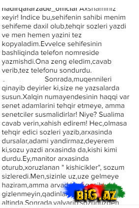 "Mən,sizinlə üz,üzə gəlməyə hazıram, amma arvad kimi qaçıb gizlənməyin"