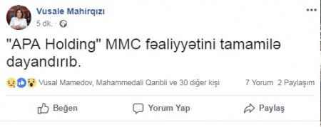 Vüsalə Mahirqızıdan "APA" Holdinqlə bağlı YEKUN QƏRAR