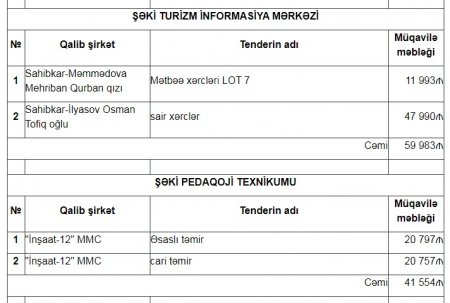 Şəkidə dövlətin tenderlərini KİMLƏR UDUR?