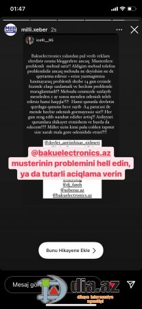 "Baku Electronics"dən şikayətlər bitmək bilmir ki bilmir...