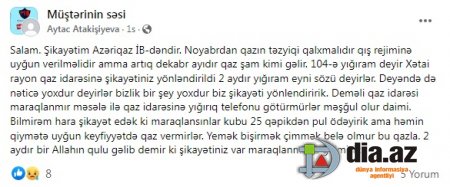 "Azəriqaz"ın vətəndaşa rəva gördüyü ŞAM İŞIĞI...