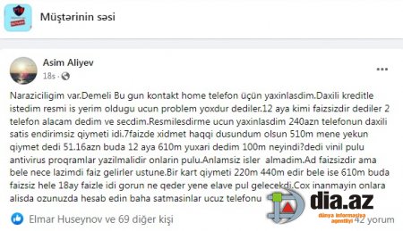 Müştəri `Kontakt Home` la bağlı digərlərini UYARDI