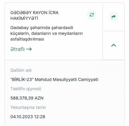 İcra Hakimiyyətinin yarım milyonluq tenderində maxinasiya 