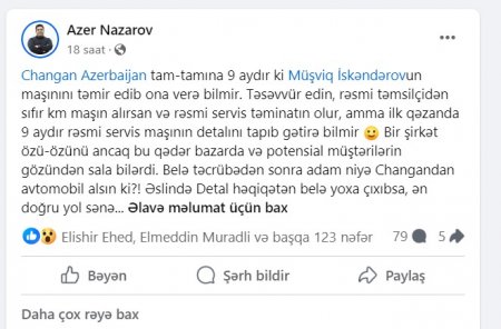 “Changan Azerbaijan” özünü biabır edib