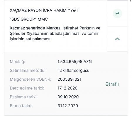 Xaçmazın icra başçısının TENDER OYUNU...