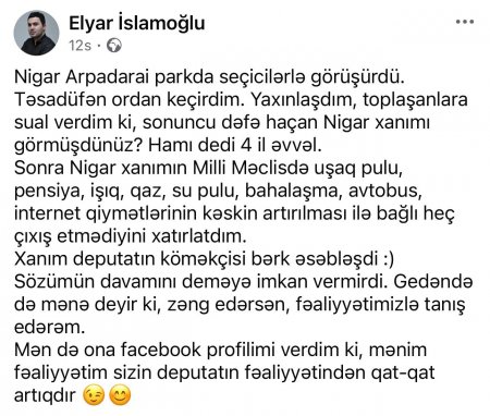 “Dedilər, Nigar Arpadaraini sonuncu dəfə 4 il əvvəl görmüşük” 